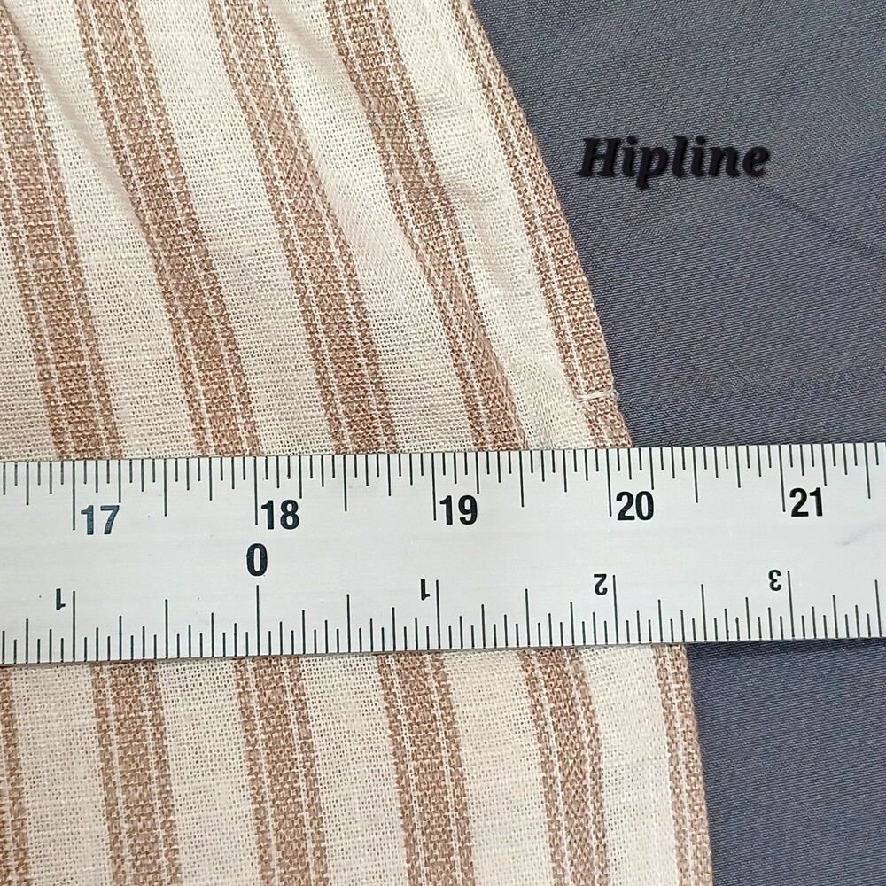 May Design Women’s M Khaki/Cream Striped WideLeg Pull‑On Pants Pockets Lined NWT - Picture 5 of 13